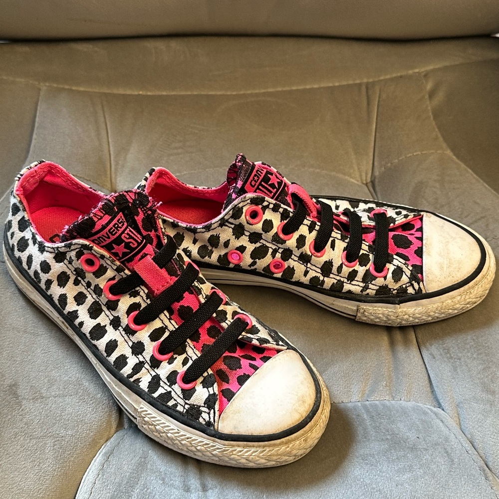 Converse Kids' Pink and Black Animal Print Sneakers - Picture 5 of 5
